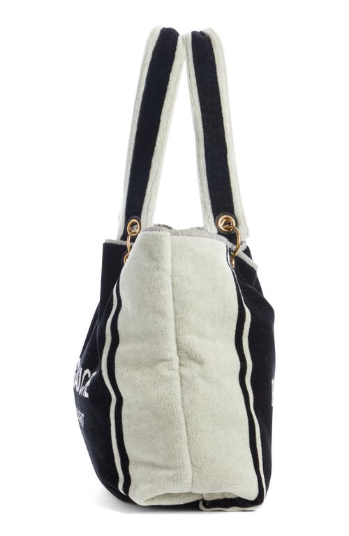 Shop Saint Laurent Rive Gauche Noe Terrycloth Towel Tote In Nero/bianco/nero