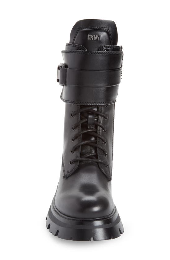 Dkny Bart Womens Faux Leather Lugged Sole Combat & Lace-up Boots In Black
