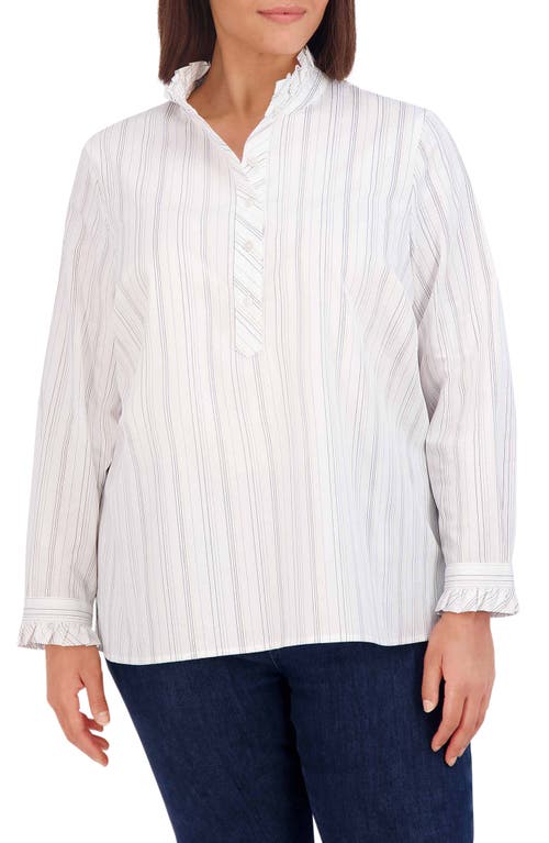 Foxcroft Mia Metallic Stripe Shirt In White