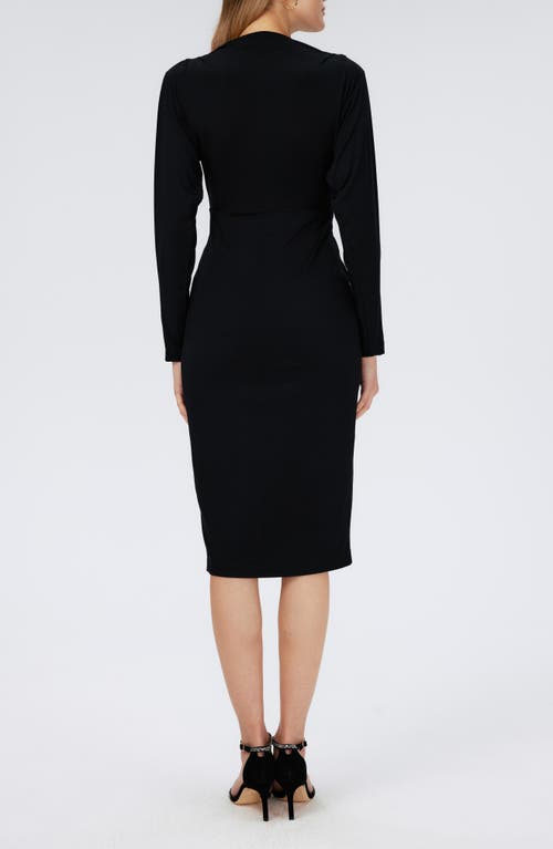 Shop Diane Von Furstenberg Sylvia Center Twist Long Sleeve Dress In Black