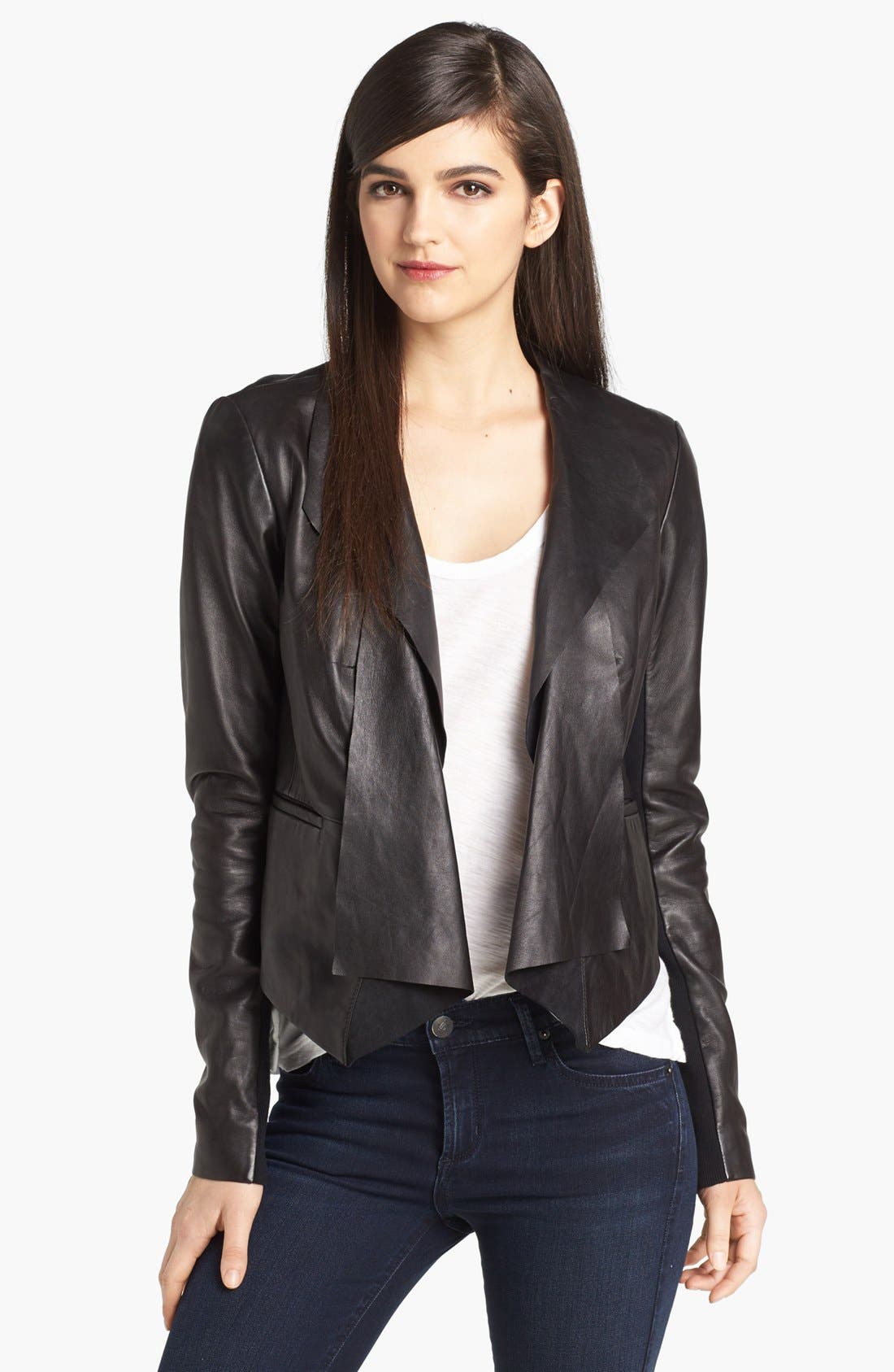 Trouvé Draped Leather Jacket | Nordstrom