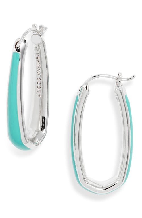 Kelsey Enamel Hoop Earrings in Silver Turquoise Enamel
