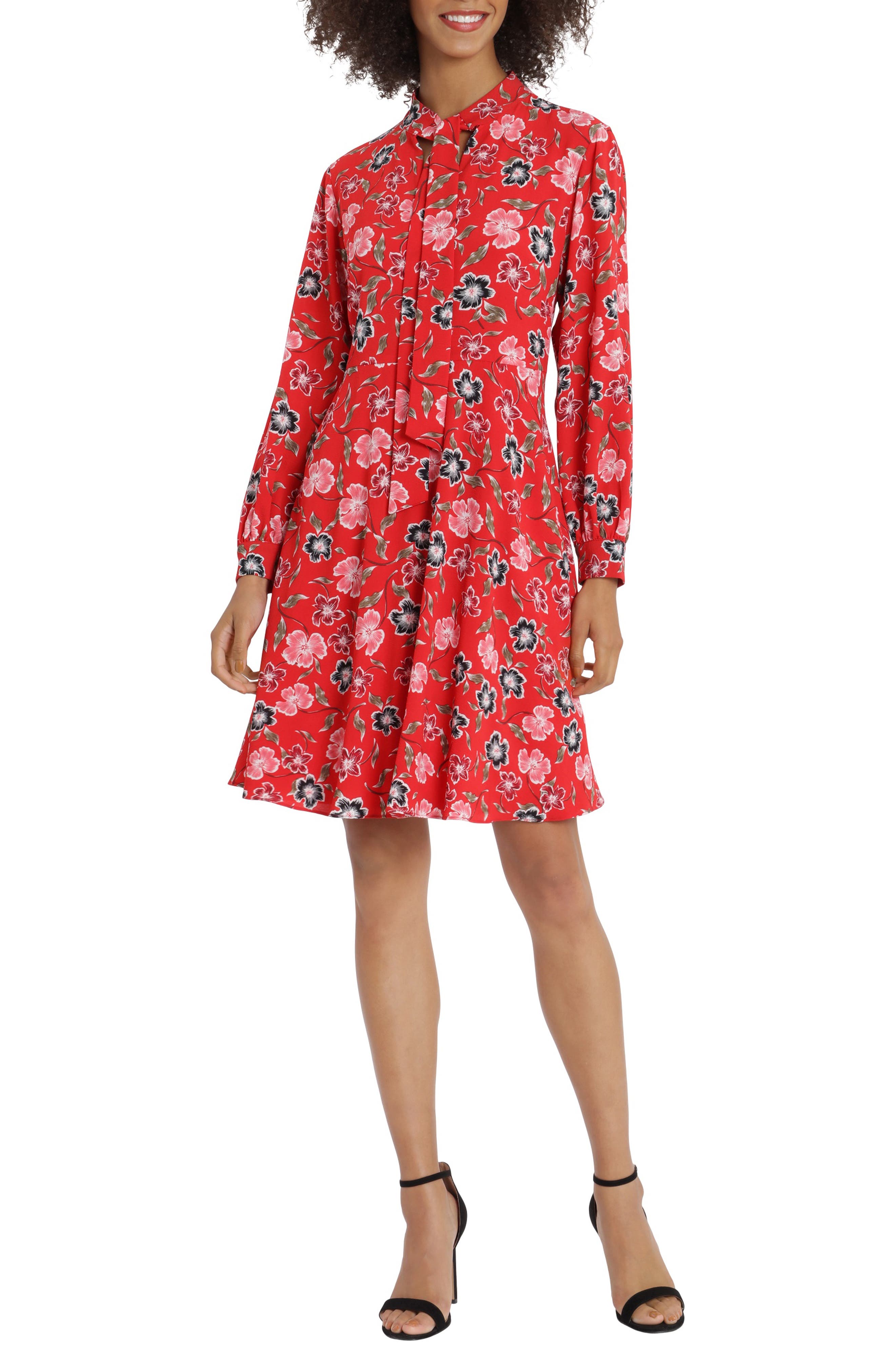 maggy london ruched waist midi dress