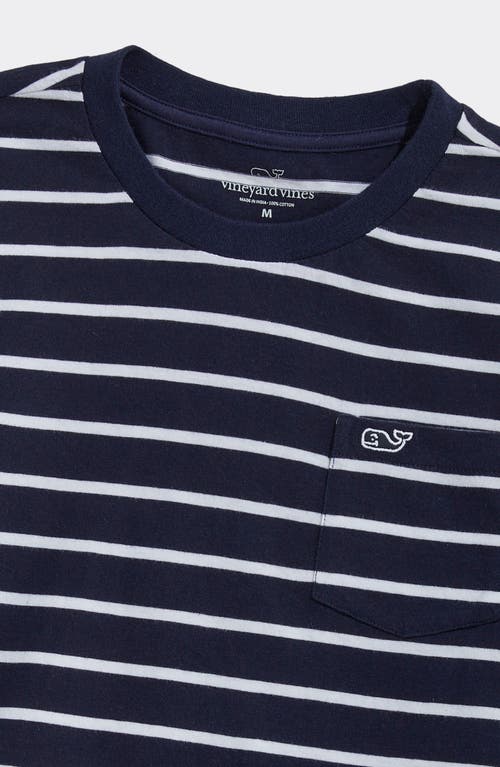 Shop Vineyard Vines Kids' Stripe Long Sleeve Pocket T-shirt In Navy/white Stripe