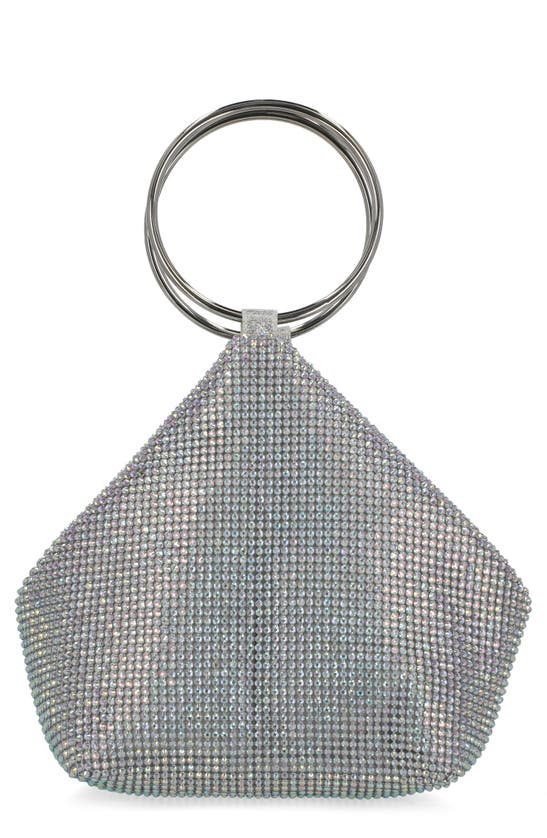 Jessica Mcclintock Jayda Crystal Mesh Evening Bag In Iridescent Silver
