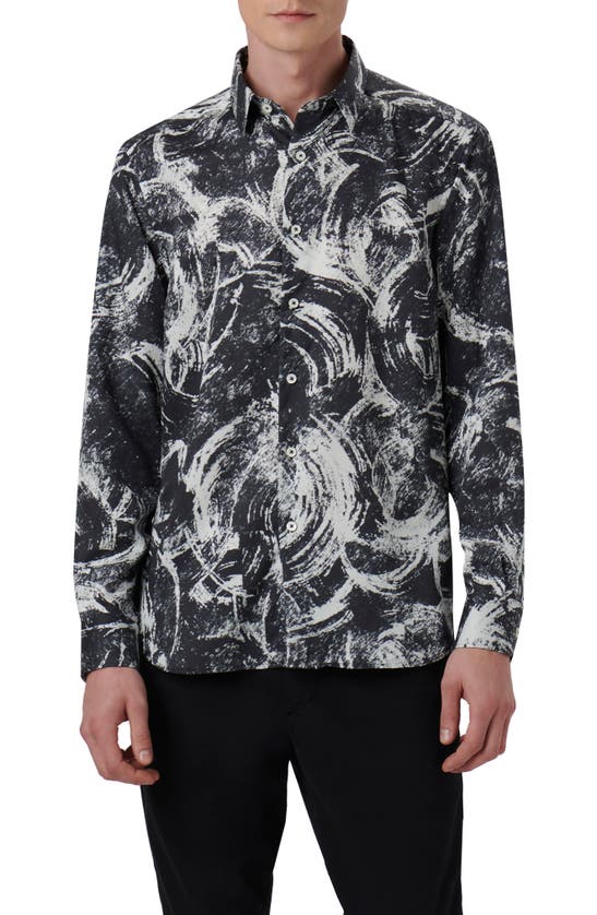 Bugatchi Julian Abstract Print Cotton Button-up Shirt In Chalk
