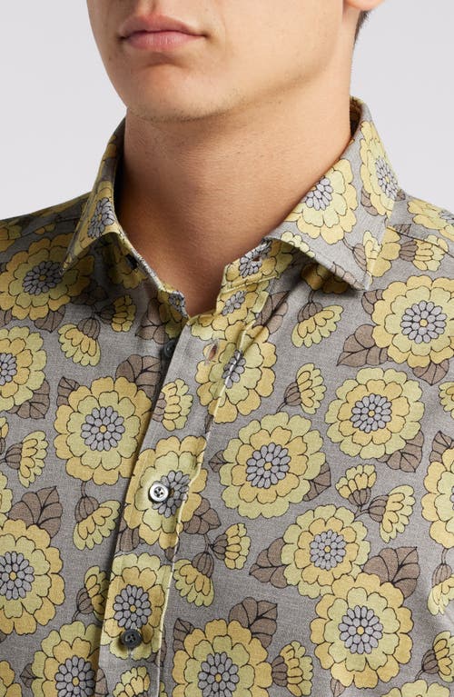 EMANUEL BERG EMANUEL BERG 4FLEX MODERN FIT FLORAL SHORT SLEEVE KNIT BUTTON-UP SHIRT 