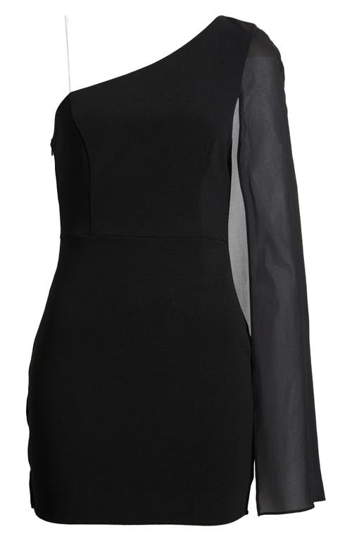 Shop Lulus Majestic Energy Asymmetric One-shoulder Cocktail Minidress In Black