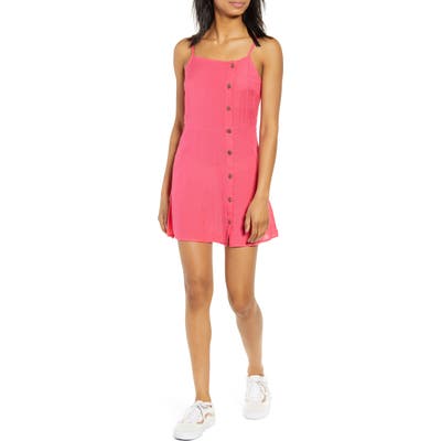 Billabong Fine Nights Buttoned Minidress, Red