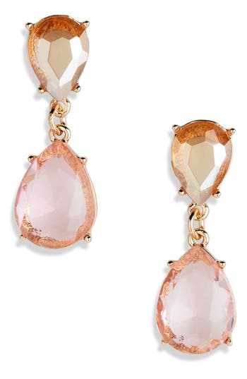 Shop Nordstrom Rack Double Drop Crystal Earrings In Champagne- Blush- Gold