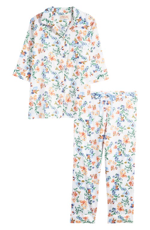 Shop Papinelle Harper Floral Crop Cotton Sateen Pajamas In White