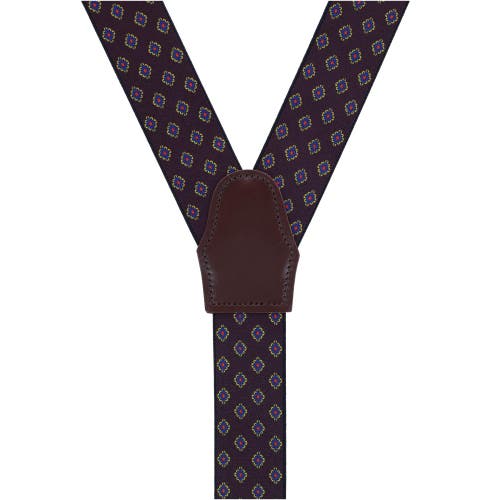 Trafalgar Luxe Diamond Elastic Button End Suspenders In Burgundy