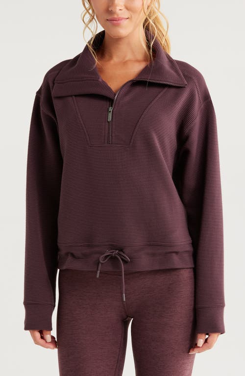 Zella Kickback Ottoman Half Zip Pullover in Burgundy Fudge 