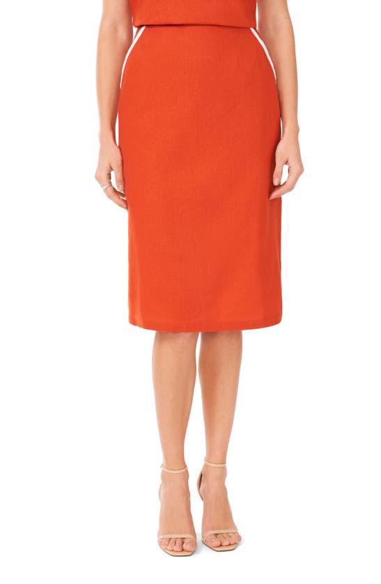 Halogen Linen Blend Pencil Skirt In Burnt Orange