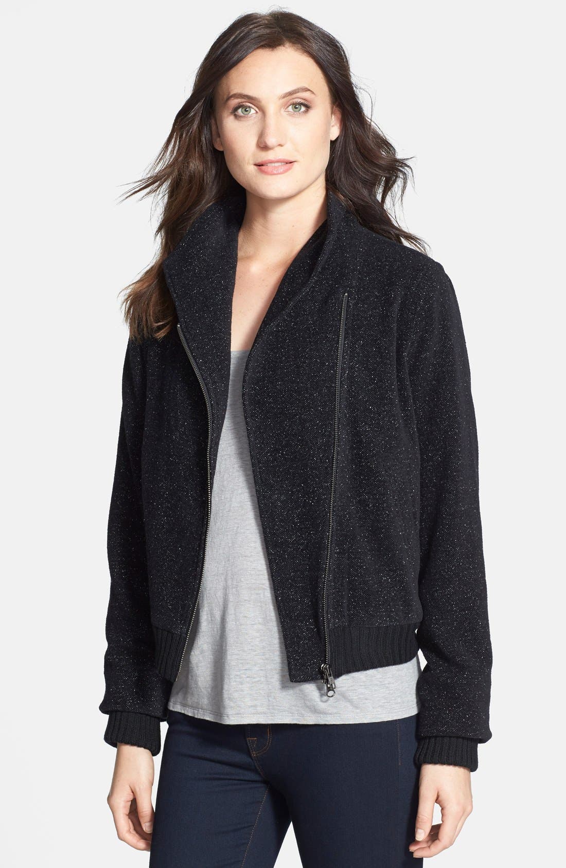 Eileen Fisher 'Plush' Cotton Blend Bomber Jacket Only) Nordstrom