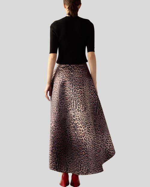 Shop Cynthia Rowley Leopardess Satin Skirt In Brown