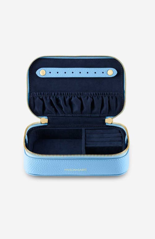 Shop Maison De Sabre Maison De Sabré Leather Jewellery Case In Sky Blue