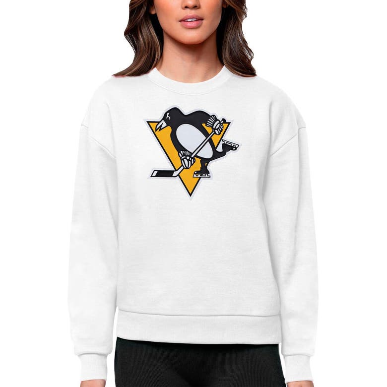 Shop Antigua White Pittsburgh Penguins Primary Logo Team Logo Victory Crewneck Pullover Sweatshirt
