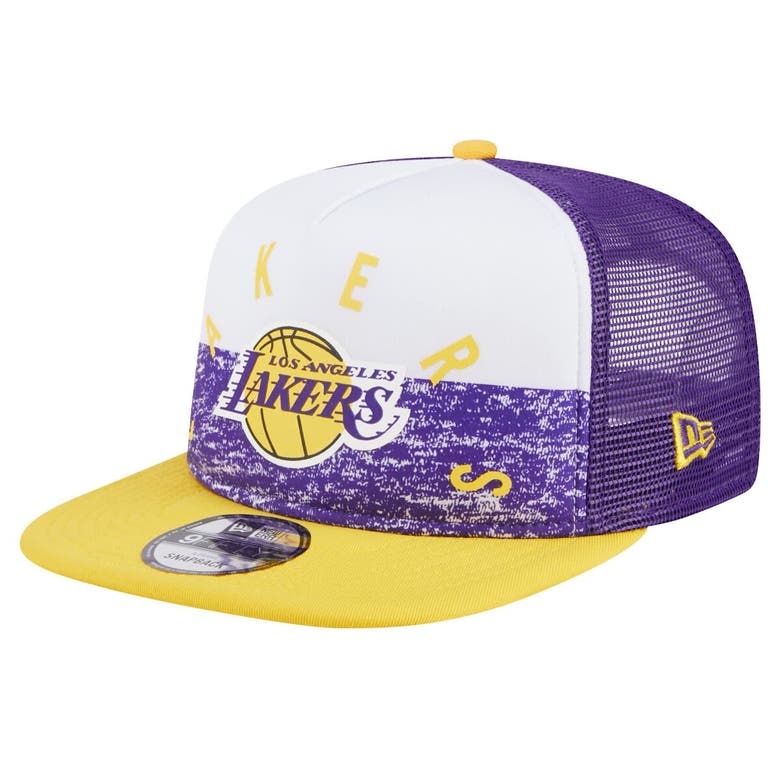 Shop New Era Purple Los Angeles Lakers Arch A-frame Trucker 9fifty Snapback Hat