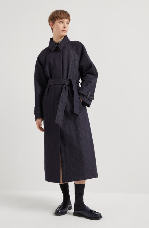 Shop Brunello Cucinelli Denim Trench Coat