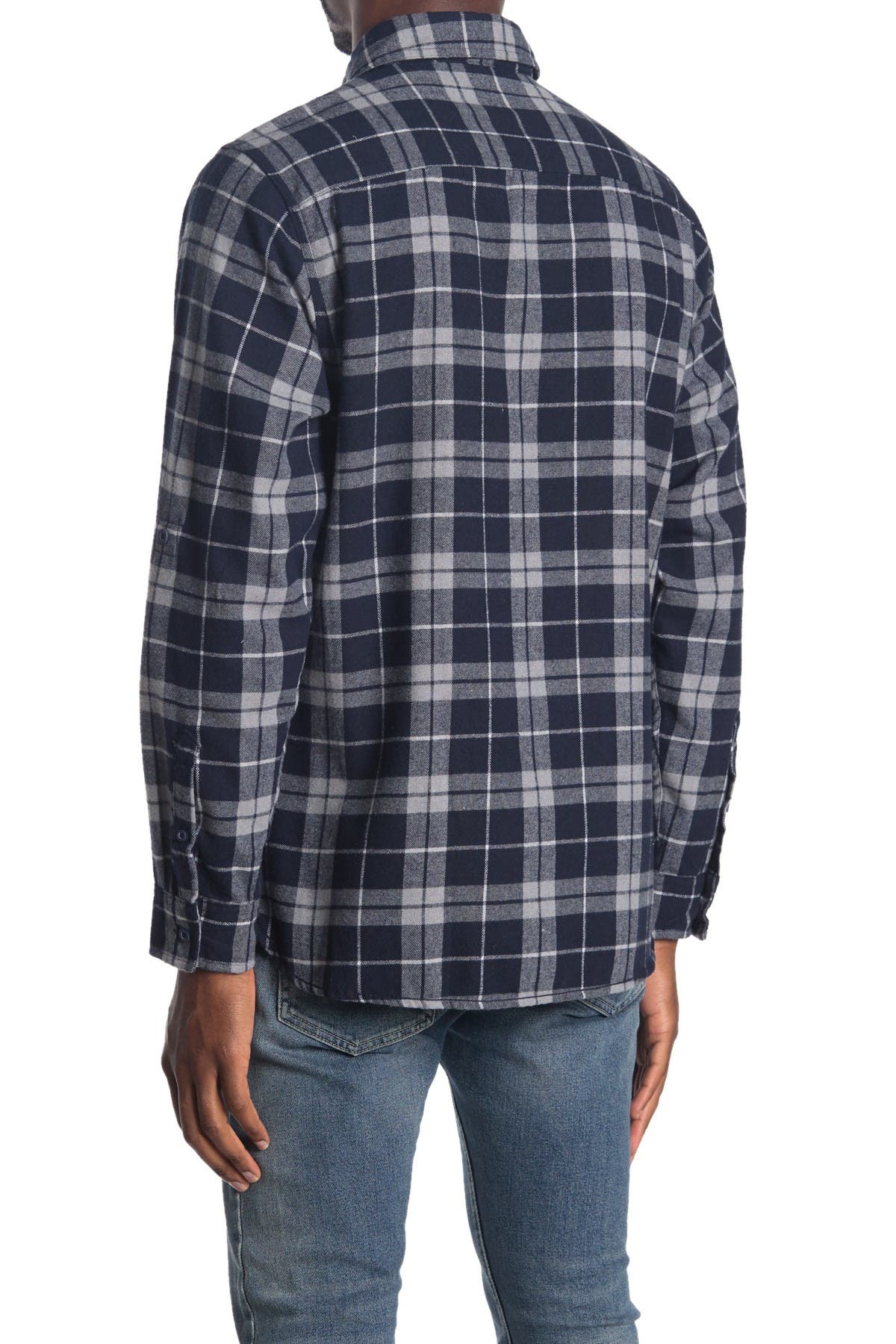 Burnside Plaid Flannel Shirt In Navy2