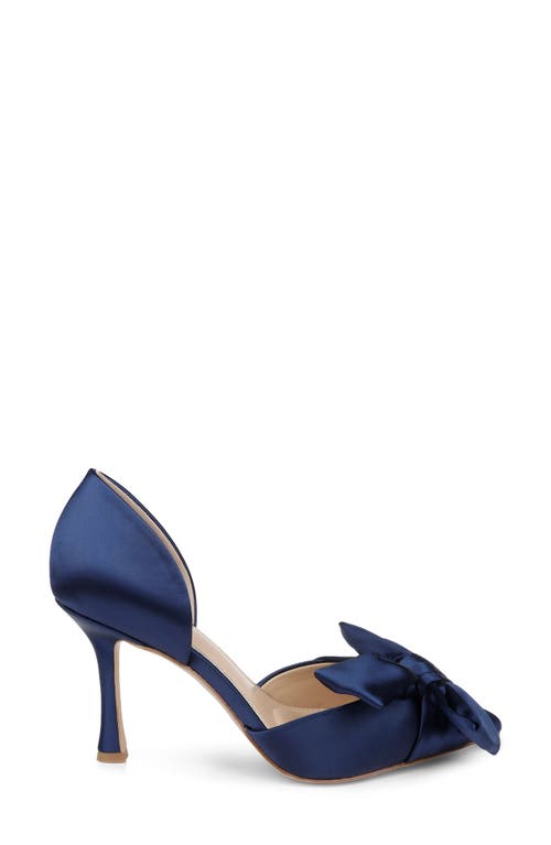 Jewel Badgley Mischka Women's Sidney Slip On Evening Bow Pumps In Navy Satin