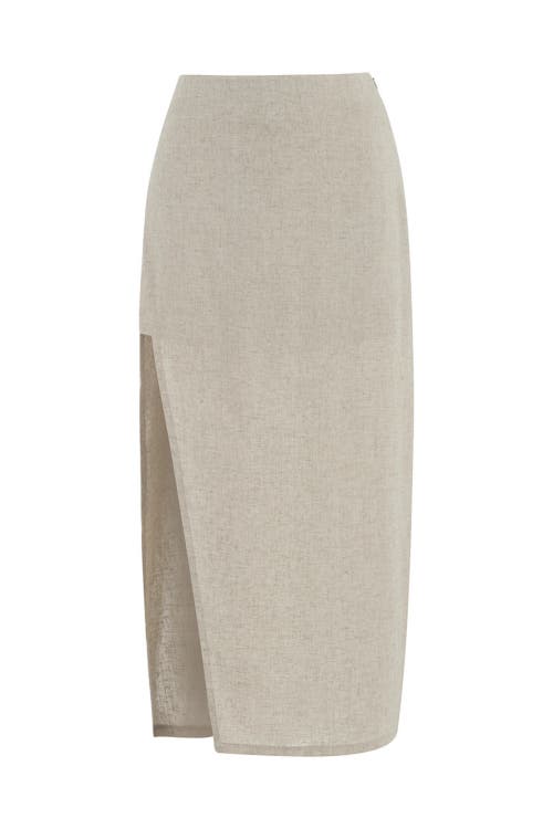 Shop Nocturne Pencil Skirt With Slit In Beige