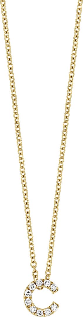 Gold Pavé Diamond Initial Pendant Necklace