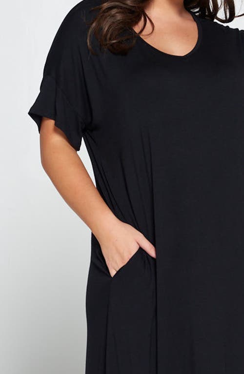 Shop L I V D Short Sleeve Jersey Maxi Dress In Black