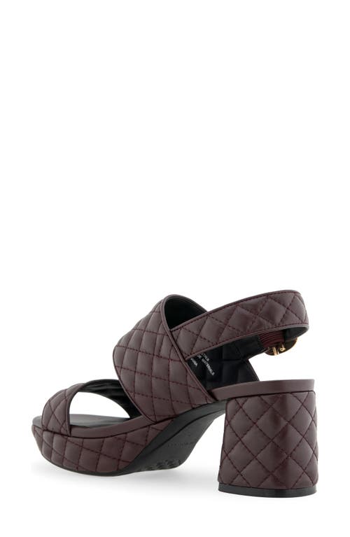 Aerosoles Camera Quilted Slingback Platform Sandal In Deep Aubergine Leather