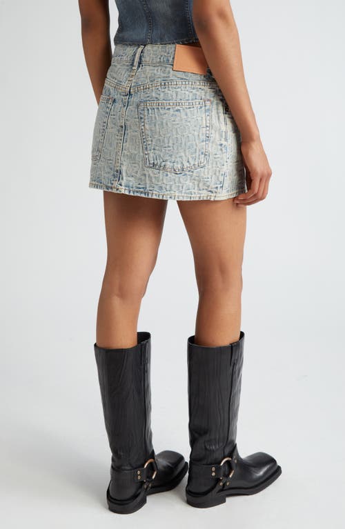 Acne Studios Blue Embossed Denim Miniskirt In Blue Beige