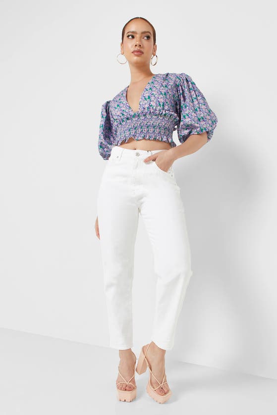 Shop Nocturne High-waisted Mom Jeans In Ecru