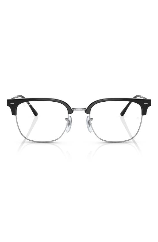 Ray Ban 51mm Square New Clubmaster In Black Silver