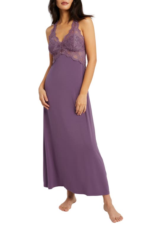 Shop Fleur't Belle Époque Lace Trim Knit Nightgown In Iris