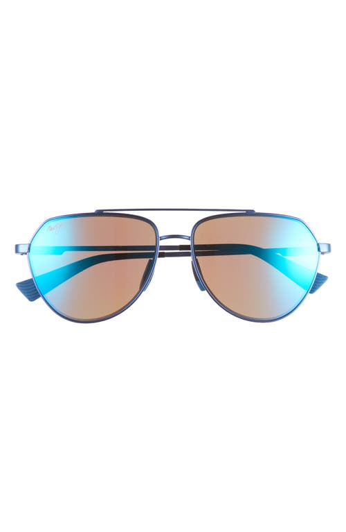 Maui Jim Waiwai 59mm PolarizedPlus2 Aviator Sunglasses in Matte Blue at Nordstrom