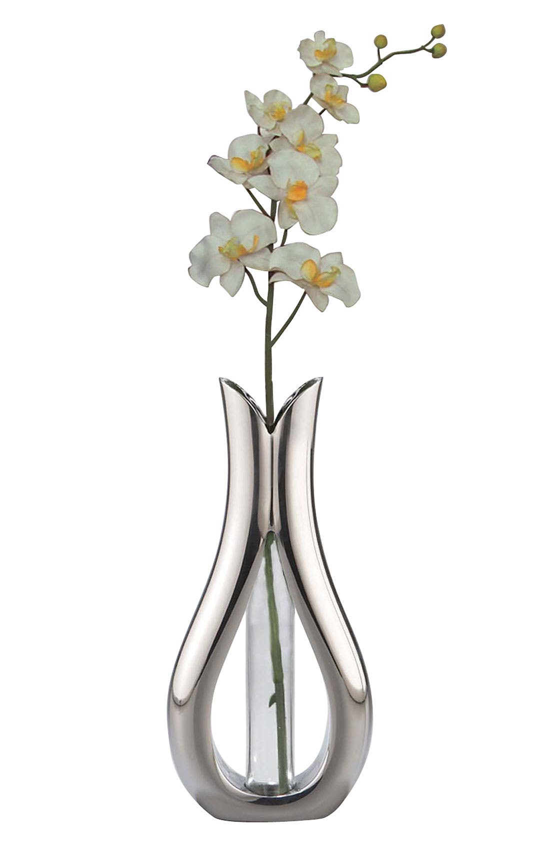 Nambé 'Tulip' Bud Vase with Silk Orchid Nordstrom