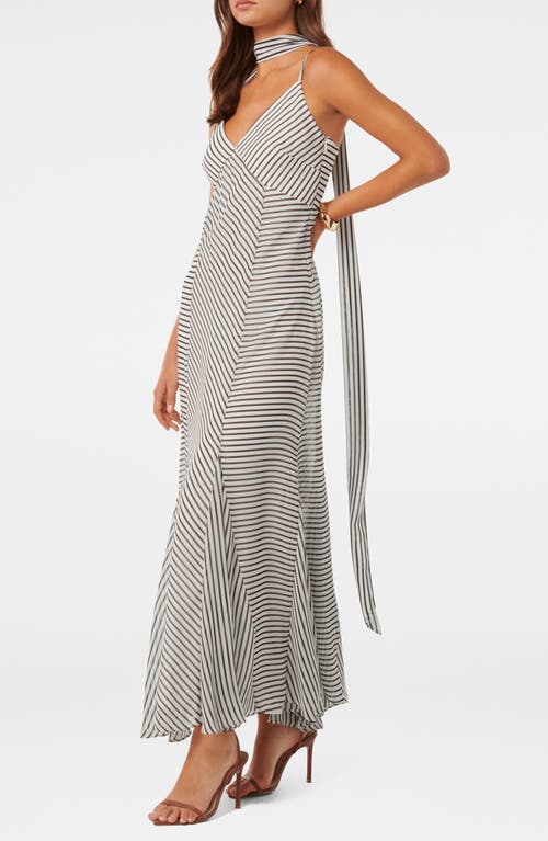 Shop Ever New Directional Stripe Maxi Dress With Scarf In Chocolate Monte Stripe