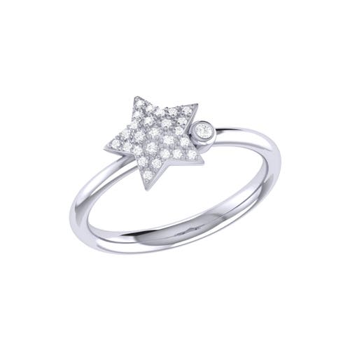 Luvmyjewelry Dazzling Star Bezel Sterling Silver Diamond Ring In Silver