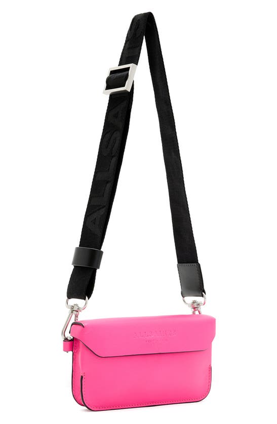 Shop Allsaints Zoe Leather Crossbody Bag In Hot Pink