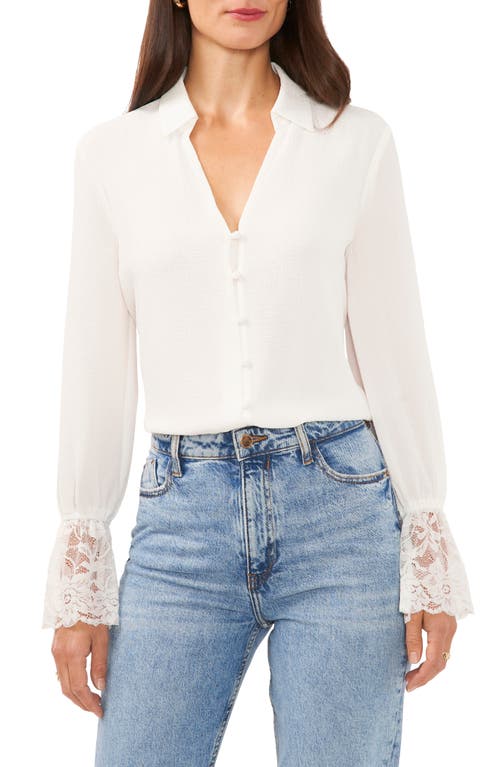 Vince Camuto Crepe Button-Up Shirt New Ivory at Nordstrom,