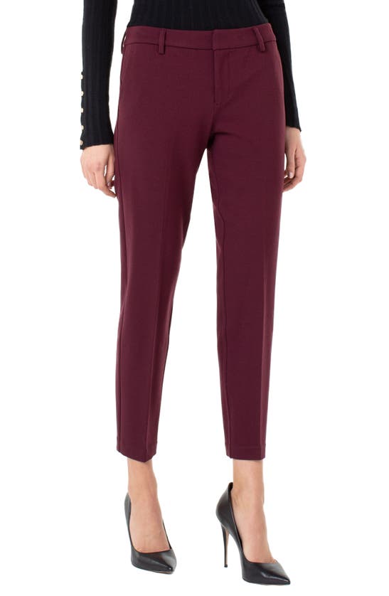 Liverpool Los Angeles Kelsey Knit Trousers In Cocoa Burgundy