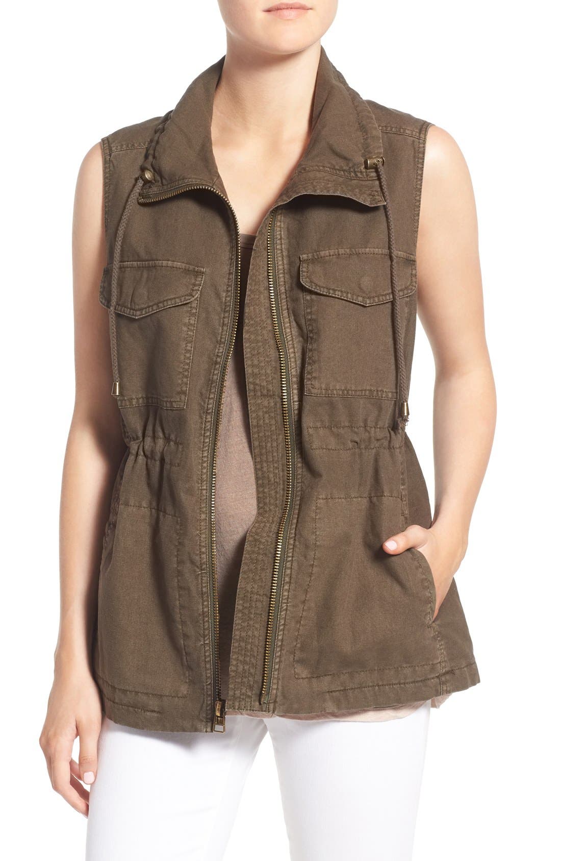 Velvet by Graham & Spencer Cotton & Linen Military Vest Nordstrom
