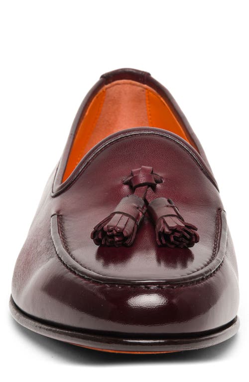 Shop Santoni Andrea Tassel Loafer In Burgundy