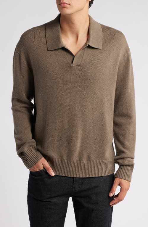 Shop Frame Wool & Silk Johnny Collar Sweater In Soft Mocha