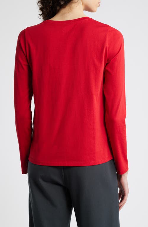 Shop Eileen Fisher Crewneck Organic Cotton Jersey T-shirt In Scarlet