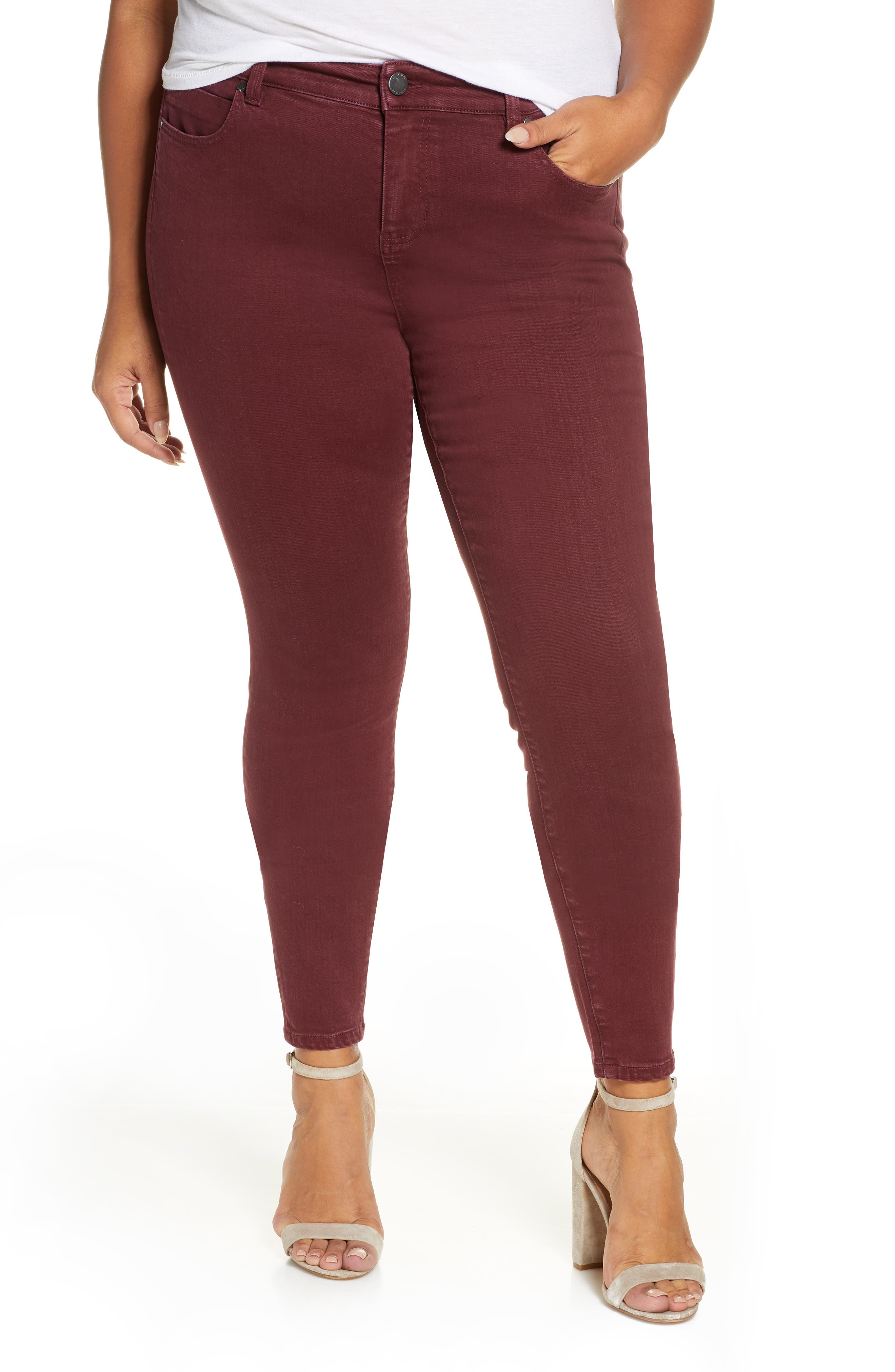 burgundy jeans plus size