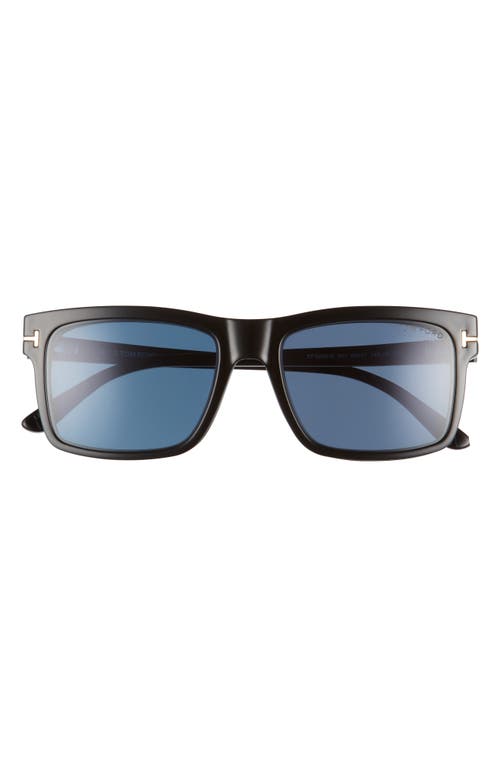 TOM FORD 54mm Blue Light Blocking Glasses & Clip-On Sunglasses in Black/Clear/Blue at Nordstrom
