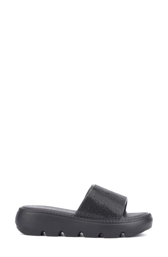 Olivia Miller Glitter Gaze Platform Slide Sandal In Black