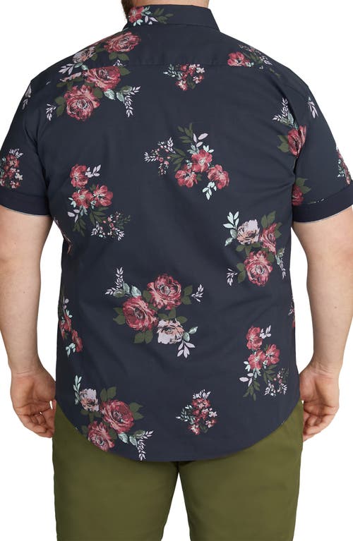 Shop Johnny Bigg Kennedy Floral Short Sleeve Stretch Cotton Button-down Shirt In Navy