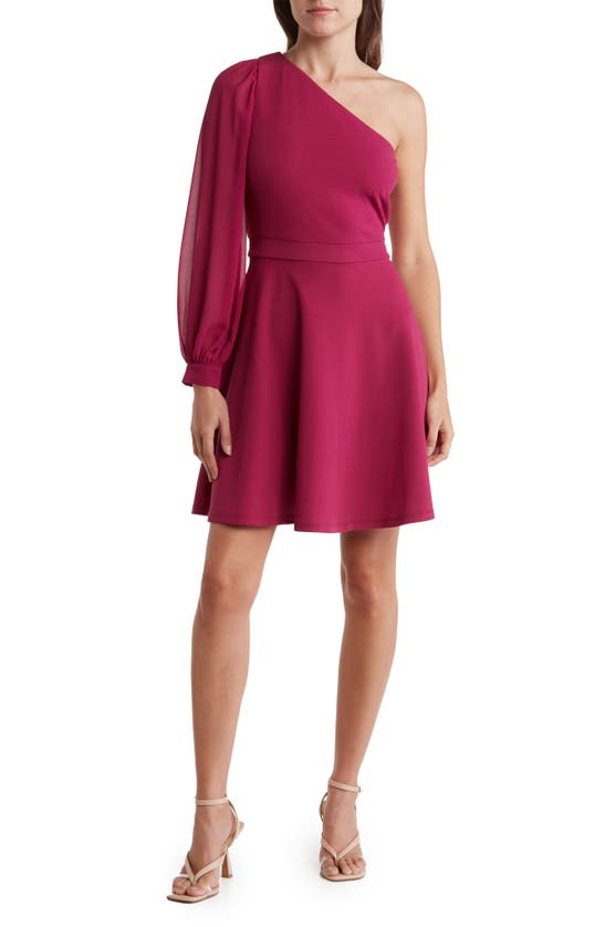 Love By Design Riley Crepe Asymmetric Dress In Berry